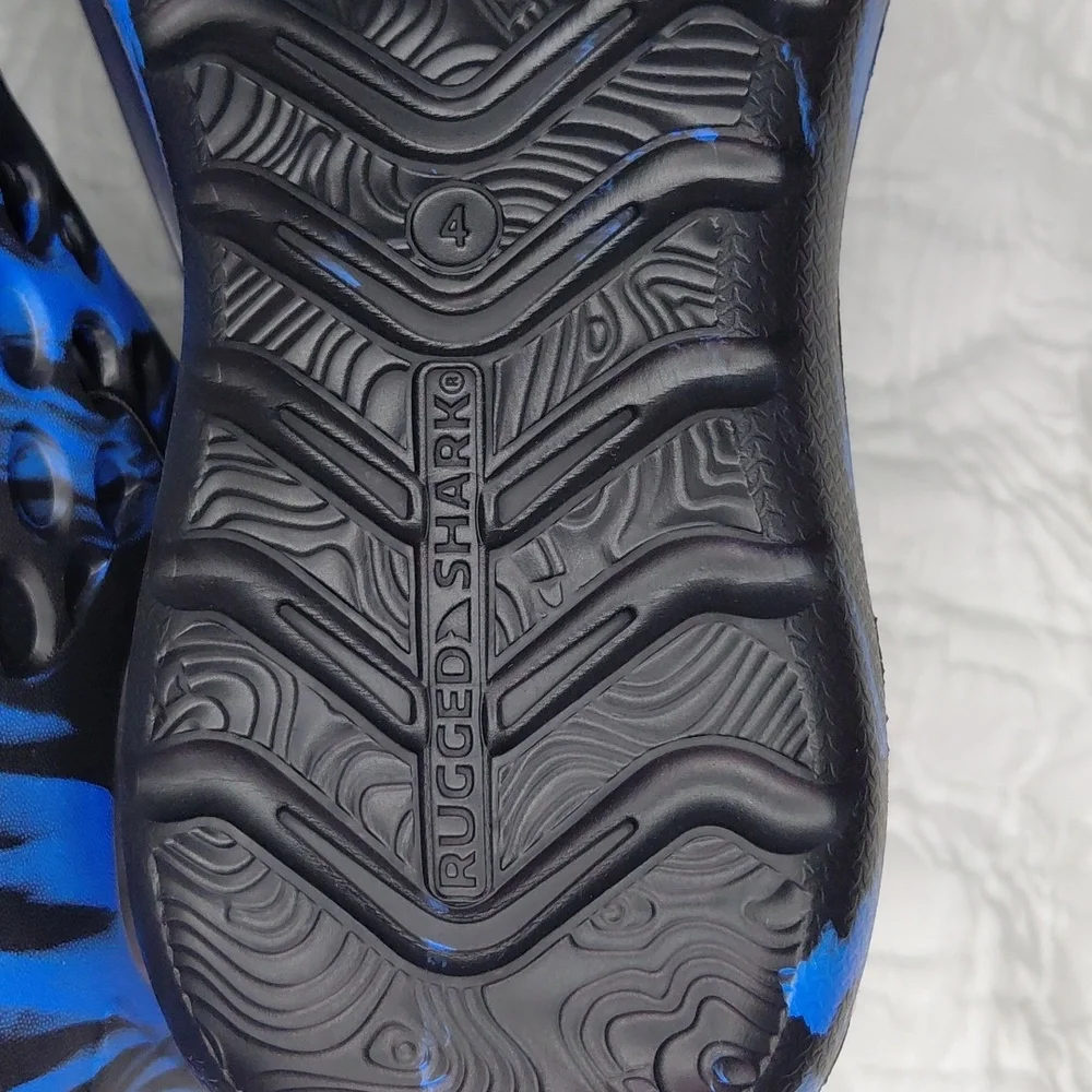 Rugged Shark Blue and Black Boys Water Shoes Sz 4